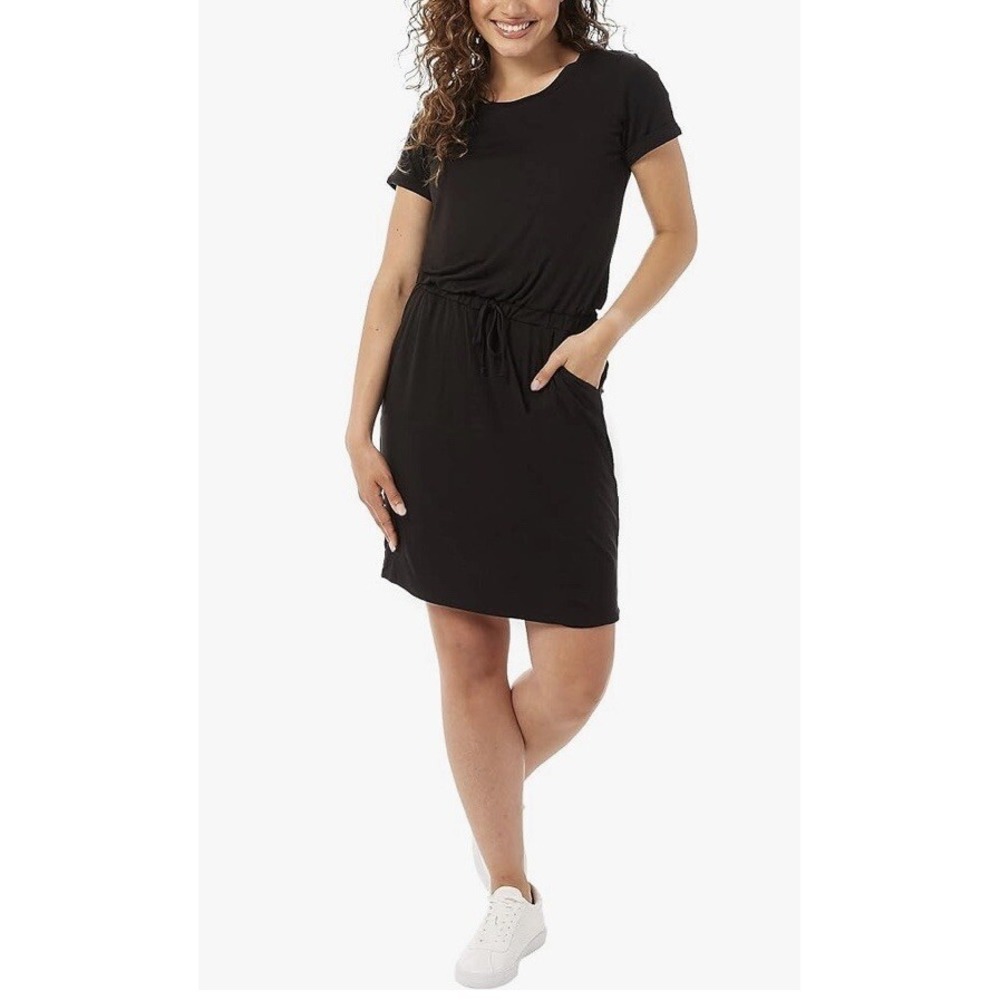 32 Degrees Cool Mens XXL Black Short Sleeve Drawstring Waist Knit Dress Pockets